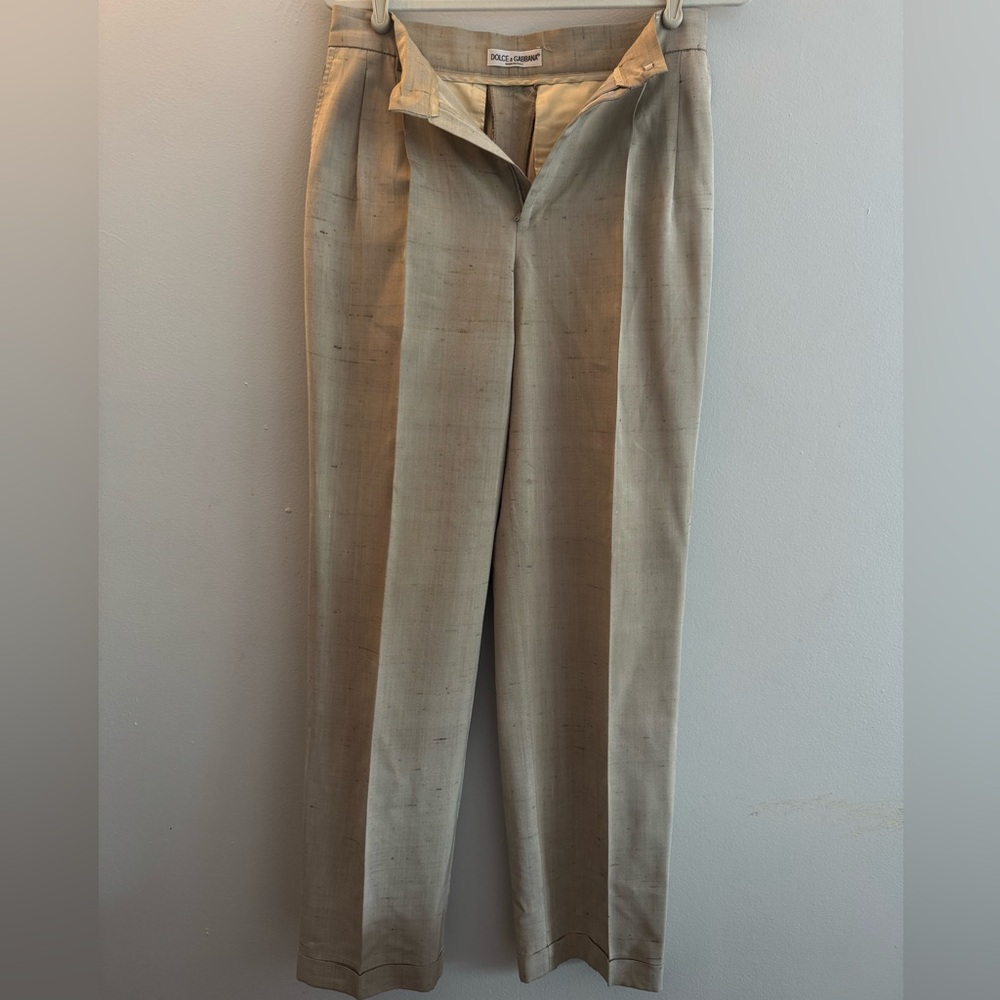 Dolce & Gabbana Tan Pantsuit with Tailored Pleats size 42